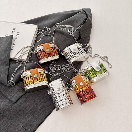 Cross-border mouth red envelope  winter new European and American fashion metal hollow single shoulder cross-body chain women's bag evening bag