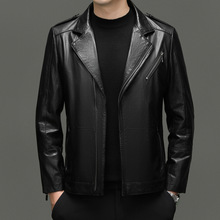 海宁真皮皮衣男士机车服青年痞帅摩托牛皮夹克短款外套潮流时尚男