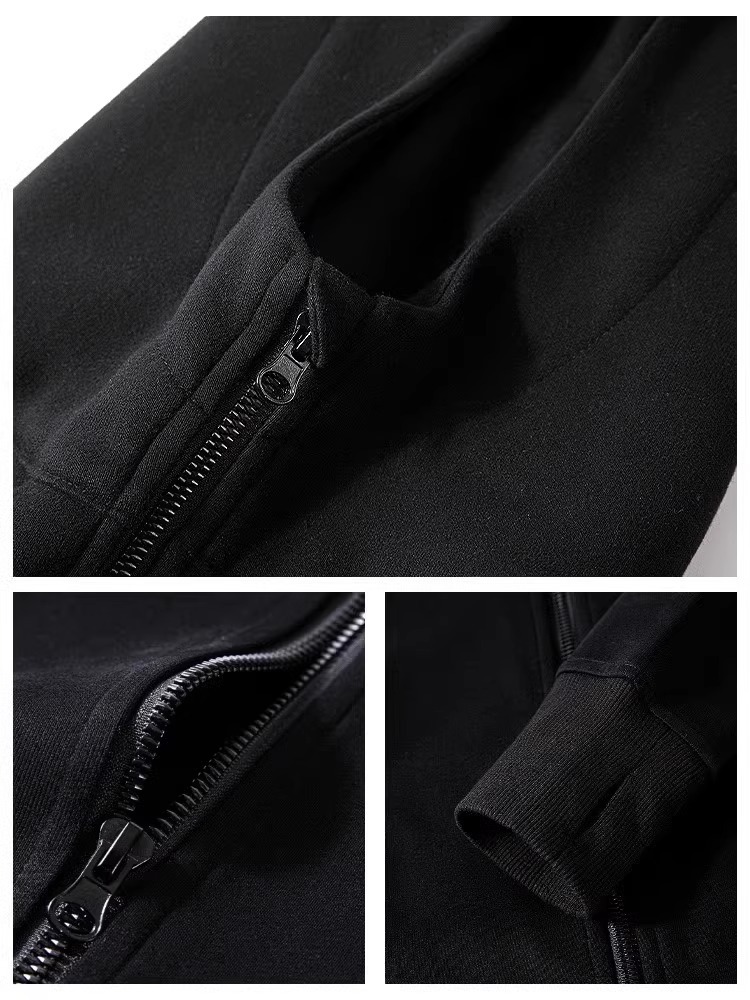 Black brace, autumn sweatshirt, jacket, sports hoody, slim fit, American style, tight