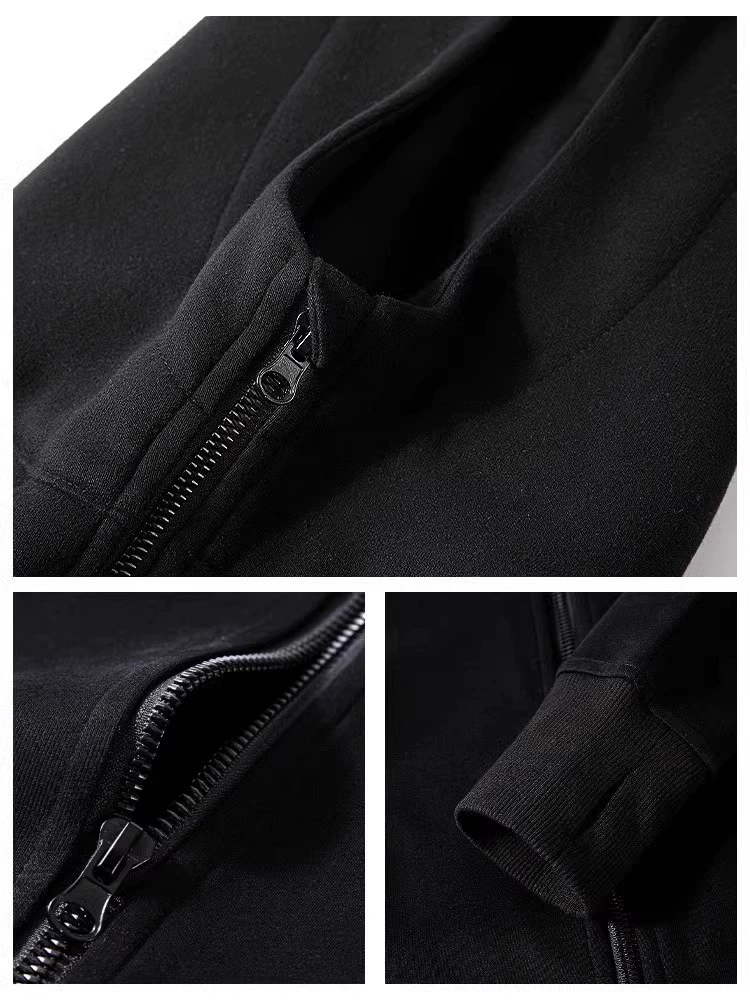 Black brace, autumn sweatshirt, jacket, sports hoody, slim fit, American style, tight