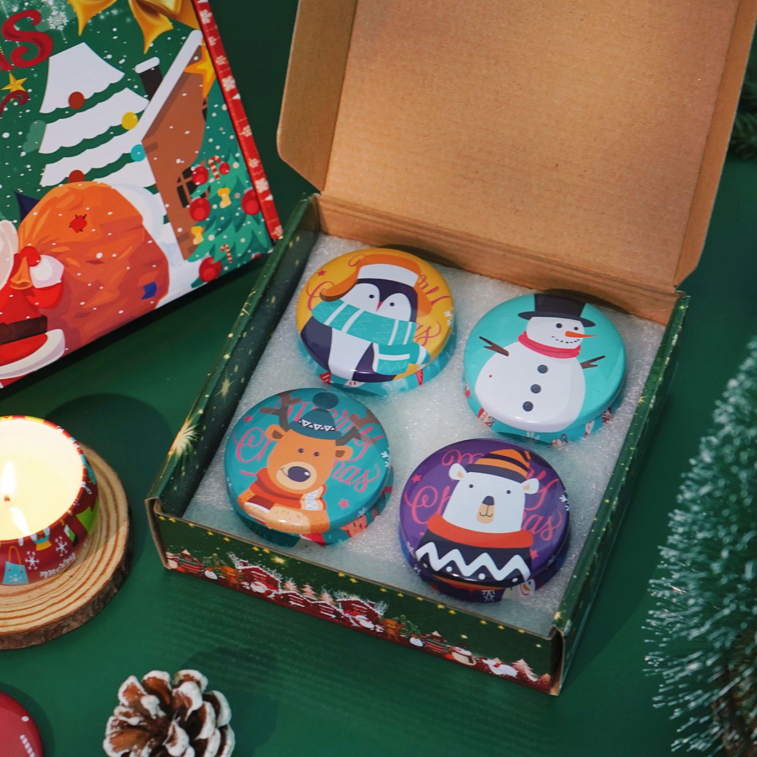 Navidad caja de regalo de vela de banano set romántico no humo perfume adornos regalo de mano vela doméstica de Navidad al por mayor
