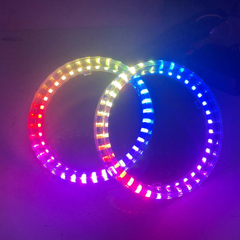 Nuevo RGB colorido Ángel Ojos 3. 02,5 pulgadas coche LED giratoria lente decoración diurna apertura de la luz