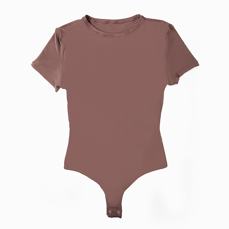 Venta directa de fábrica, body moldeador de cintura SK para mujer, camiseta de doble capa mate con control de abdomen y manga corta. image 10