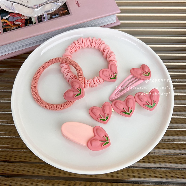 Sweet Heart Shape Tulip Resin Hair Clip Hair Tie 1 Piece display picture 1
