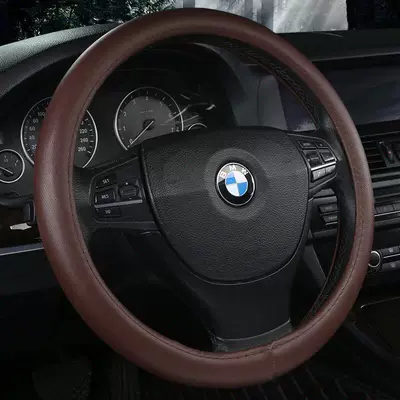 Steering wheel cover – Genuine Leather Hand-Stitched Cover, Ultra-Thin - one-color-leather-steering-wheel-cover-brown-other