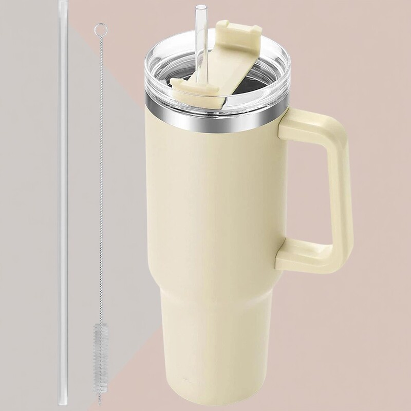 Cross-Border Durable 40-Ounce Reusable Mug with Handle and Straw