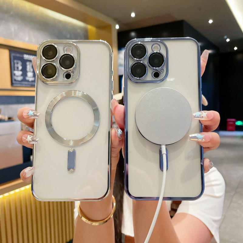 17 Suitable for iPhone 15 Pro Glass Lens Full-Cover Protective Case 13 Electroplated Anti-Drop Apple 14 Magnetic Phone Case