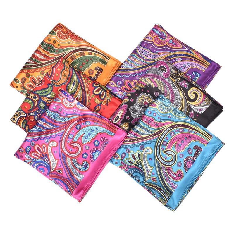 Autumn and Winter New Fashion Stylish Trendyy Cashew Nuts 90 Satin Large Square Scarf Women's Spot Wholesale Cross-Border Supply