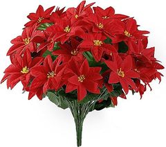 アマゾンの人工クリスマスの花のマゼンタの花は玄関の家庭の花園の室内の屋外のクリスマスの装飾に適しています。