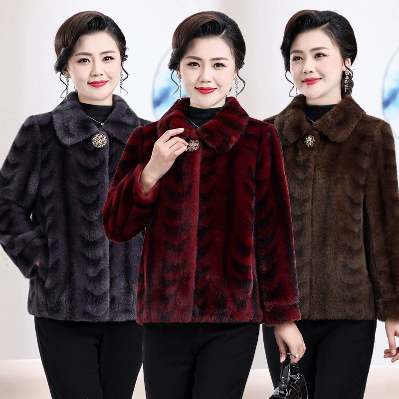2024 Зимняя мама в норке пальто бархатное пальто среднего и пожилого темперамента
