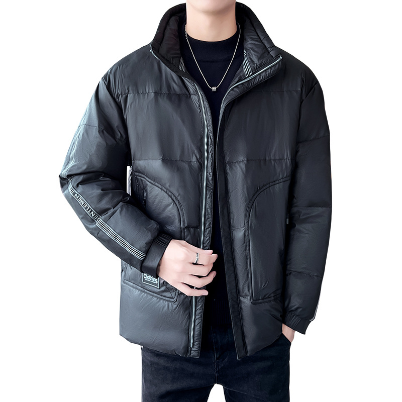 Men's Clothing white duck cotton winter men's cotton jacket men's short thick warm fashion stand collar jacket men_voghion.com