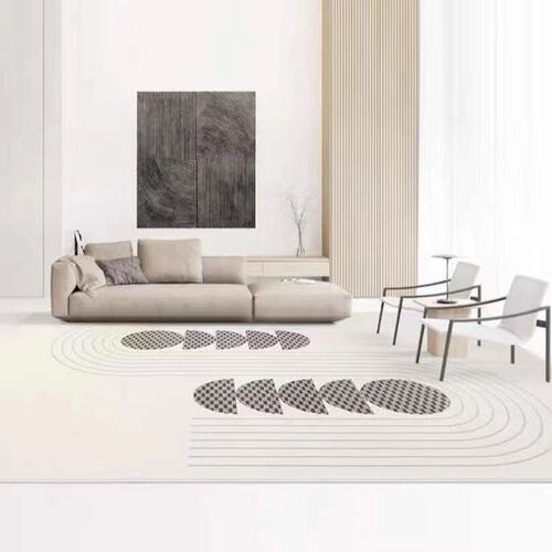 Cross-border light luxury simple line cotton linen bottom faux cashmere bed side rug living room bedroom home use durable mat