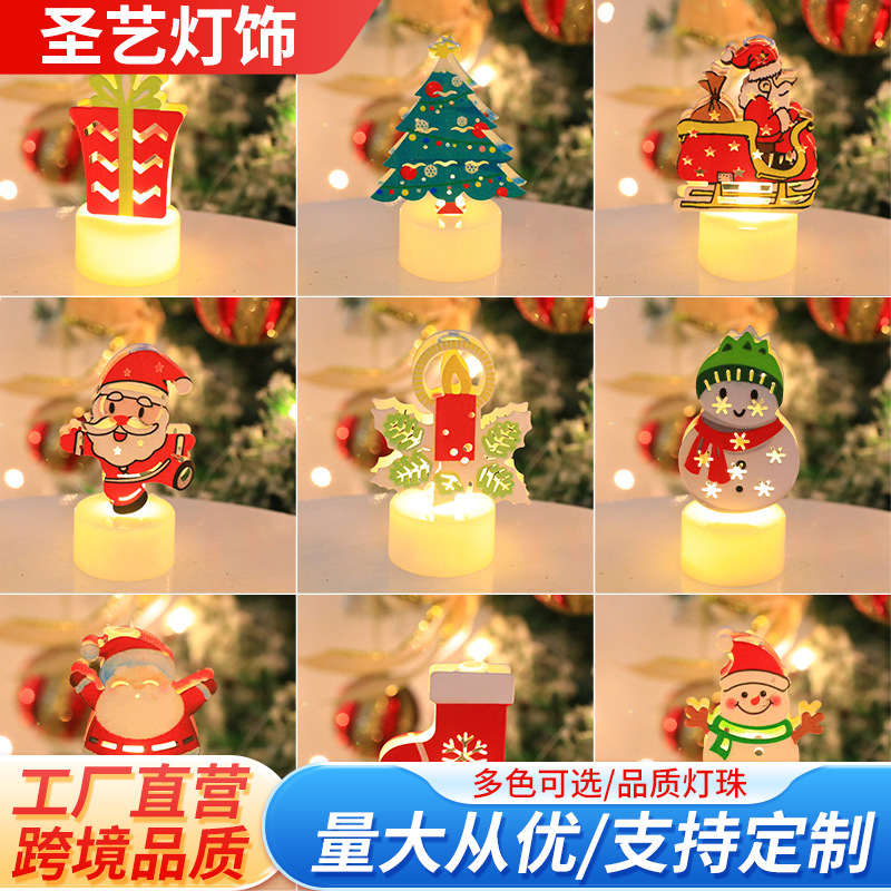 Nuevas velas electrónicas transfronterizas árbol de Navidad Papá Noel lámpara muñeco de nieve velas creativas decoración de luces nocturnas image 1