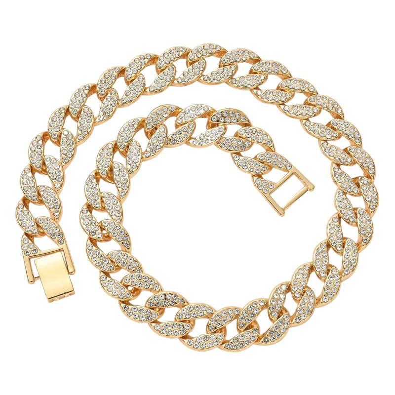 Collar de hip-hop de oro redondo de aleación joyería cadena cubana al por mayor sin decoloración con diamantes collar de comercio exterior para hombres