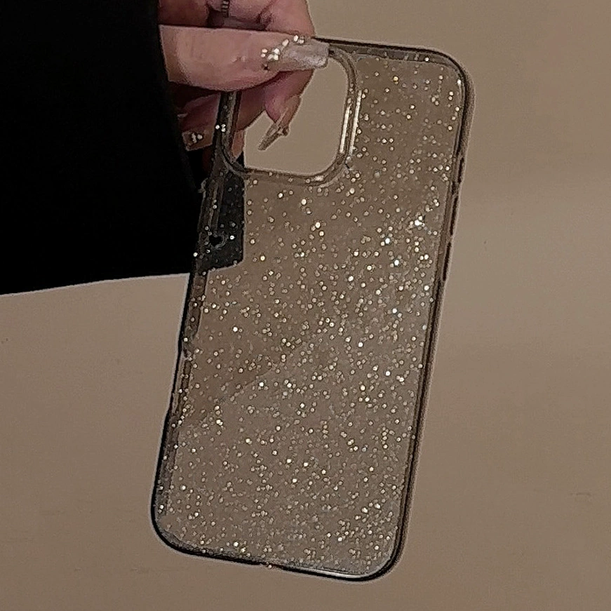 Чехол для телефона (Apple), совместим с сериями iPhone 11–17, прозрачные блестки, тонкий защитный дизайн