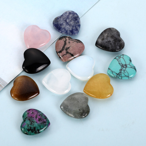 2cm non-porous natural crystal heart-shaped bare stone agate peach heart rough stone ornaments semi-precious stone jewelry accessories wholesale