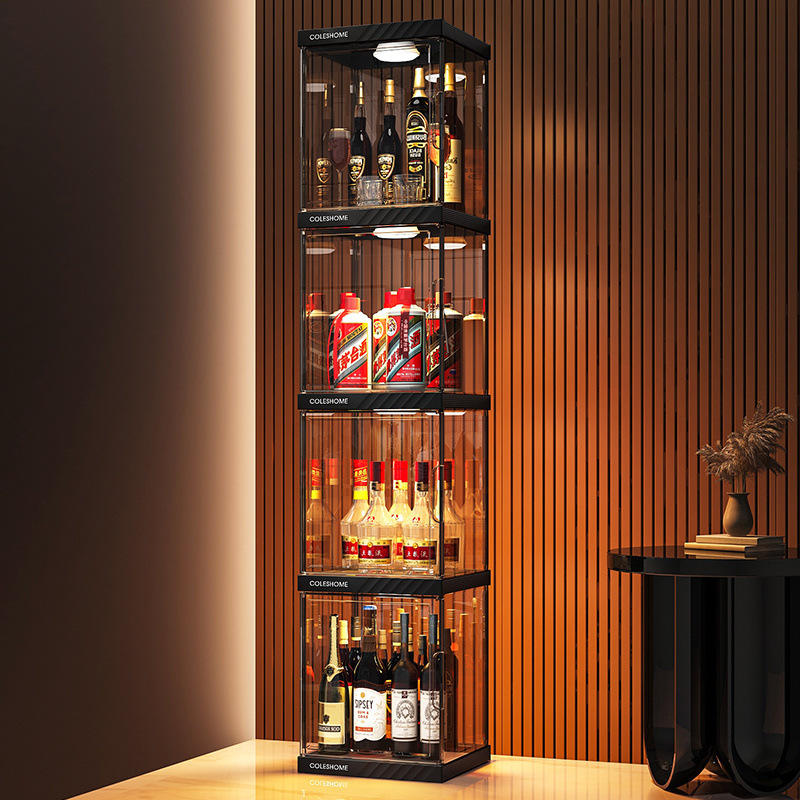 Wine Cabinet Storage Rack Home Dormitory Red Wine Cabinet Office Mini Display Rack Bar Small Transparent Storage Cabinet