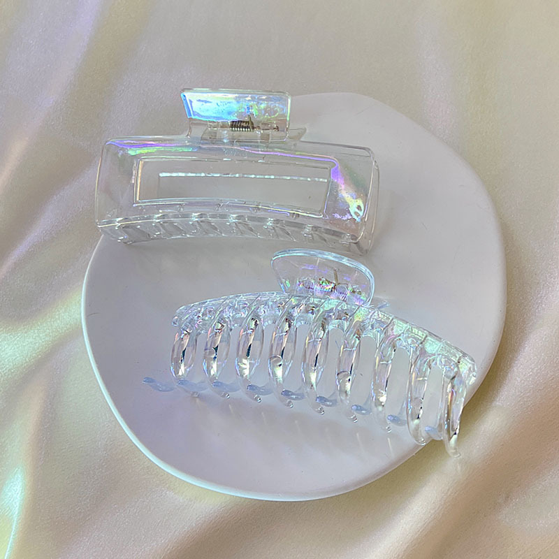 Colorido transparente humano pescado pinza de pelo grande Super Hada mariposa horquilla hembra espalda cuchara updo tiburón pelo clip accesorios para el cabello al por mayor