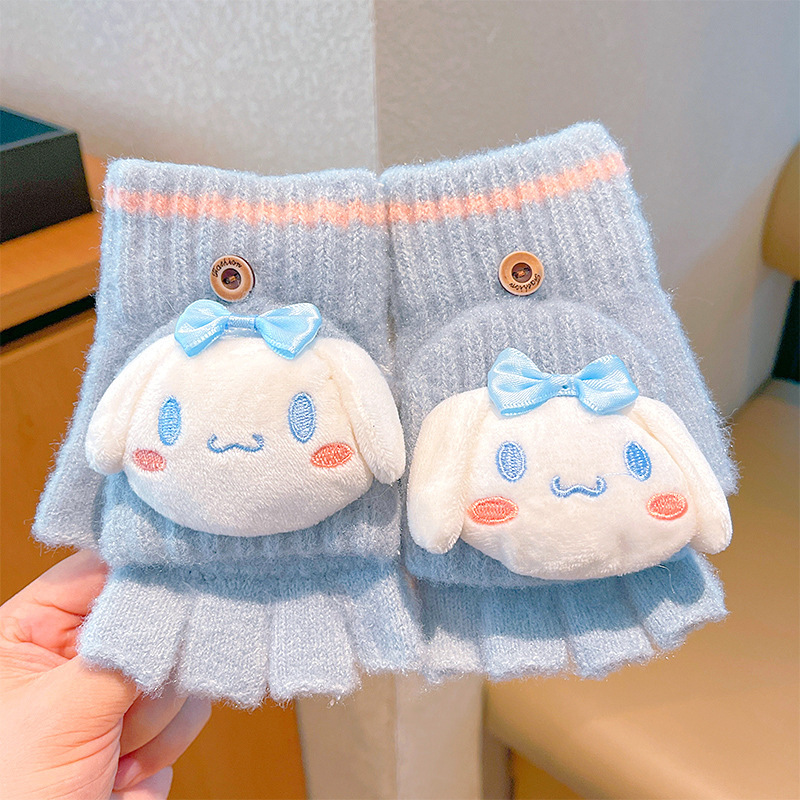 Guantes pequeños para niños, cunas de medio dedo para bebés, niñas y niños, engrosados en invierno, cálidos y a prueba de viento, juegos de cinco dedos para bebés y niños pequeños en otoño e invierno