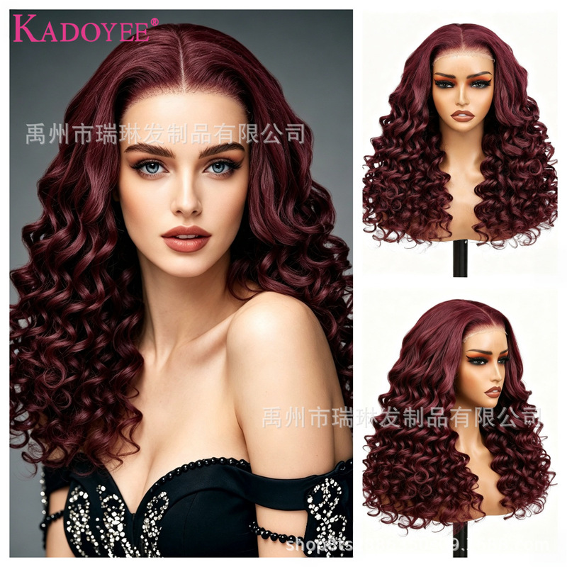 Cross-border European and American synthetic fiber wigs 26inch New 13×4 front lace synthetic fiber Latisha large wave wig