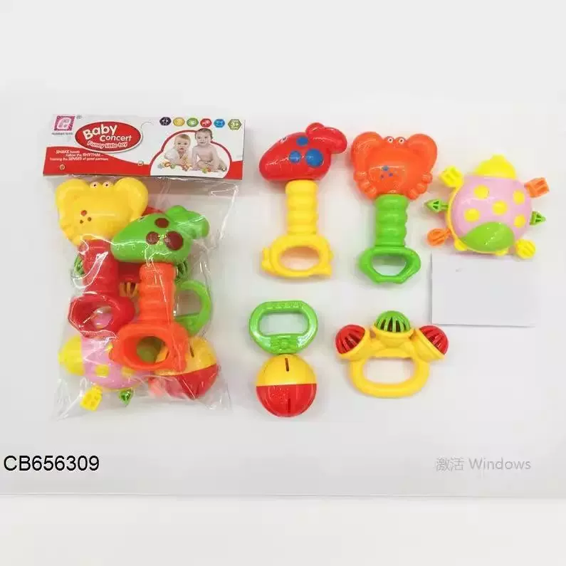 D78新生婴儿摇铃玩具可牙咬手抓早教益智0-1岁抓握宝宝铃鼓沙锤套