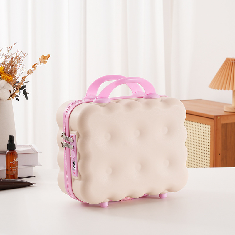 Caja de 14 pulgadas, caja de manicuras, caja de dibujos animados, maleta de almacenamiento, caja de tracción, macarón de gran capacidad, portátil