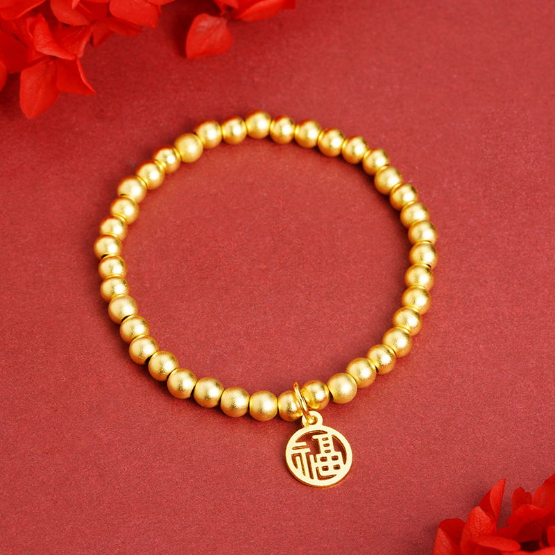 Pulsera de oro de Fu Sha Chao Guo brillante Yiwu joyería al por mayor cobre chapado en oro preservación de color fábrica al por mayor viento de China