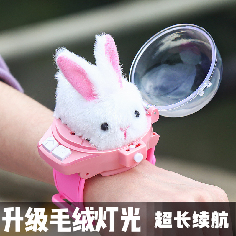 Fun Rabbit Watch Remote Control Car Mini Electric Car Kids Toy Racing Plush Cartoon Rabbit