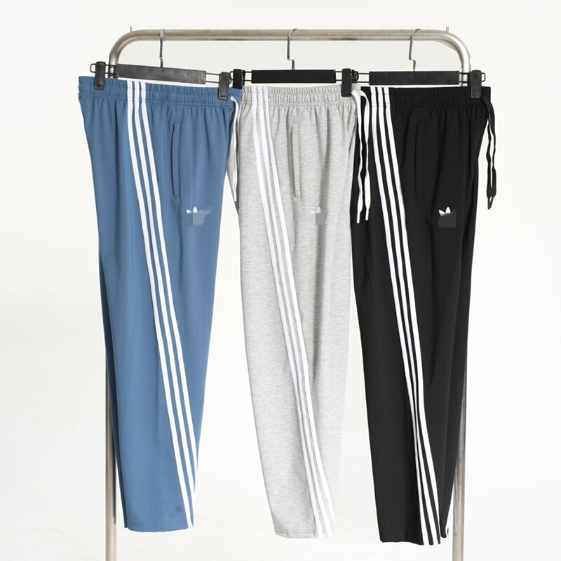 Cross-Border Spring and Autumn Three-Stripe Casual Pants Couple Embroidered Logo Loose Running Wide-Leg Casual Clover Sports Pants
