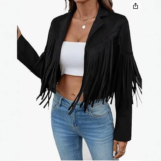 Cross-Border European and American Autumn Tassel Suede Jacket for Women, European and American Style Lapel Short Slim-Fit Autumn and Winter Coat, Women's Tassel Jacket Cross-Border European and American Autumn Tassel Suede Jacket for Women, European and American Style Lapel Short Slim-Fit Autumn and Winter Coat, Women's Tassel Jacket
