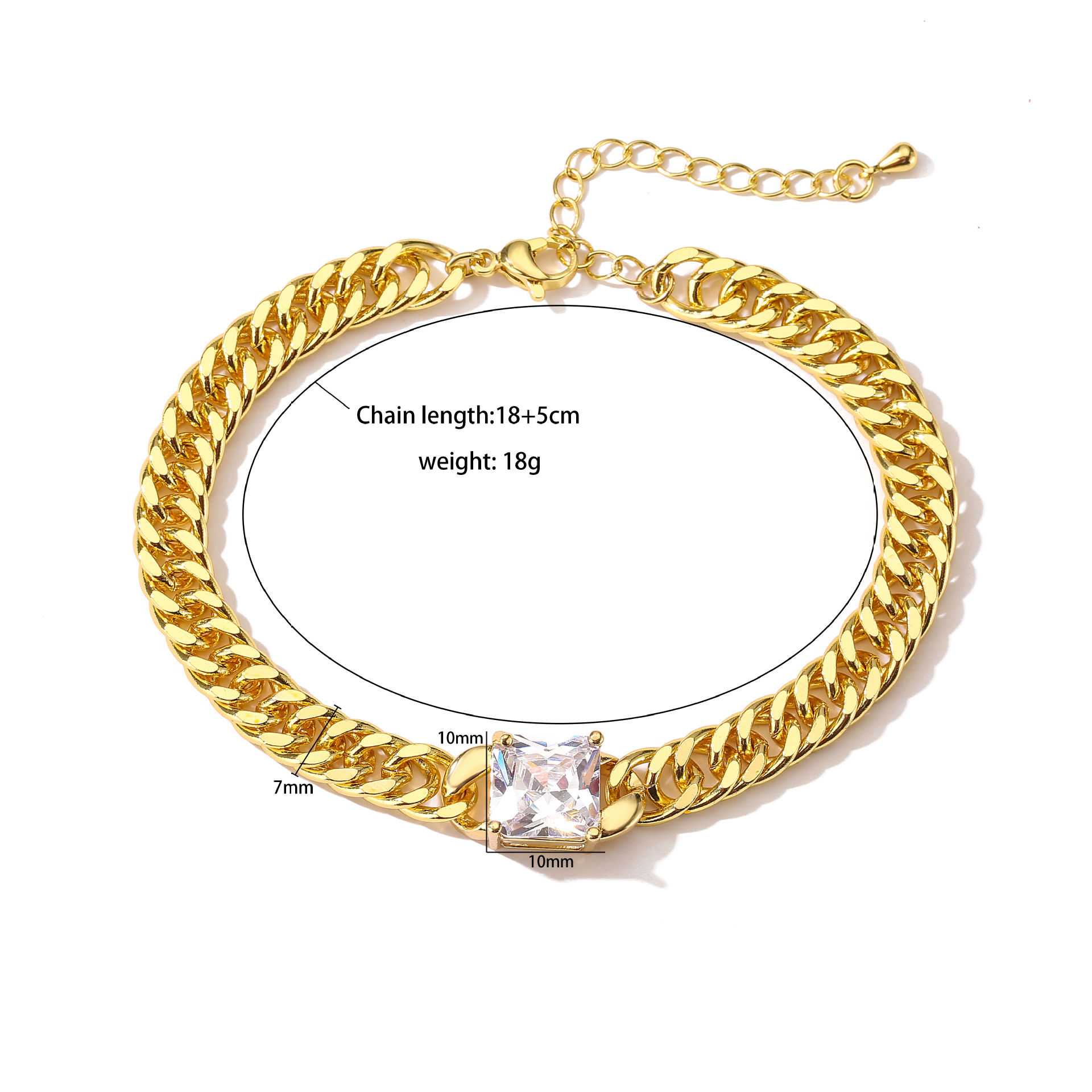 1 Piece Hip-hop Square Copper Plating Inlay Zircon Women's Bracelets Necklace display picture 4