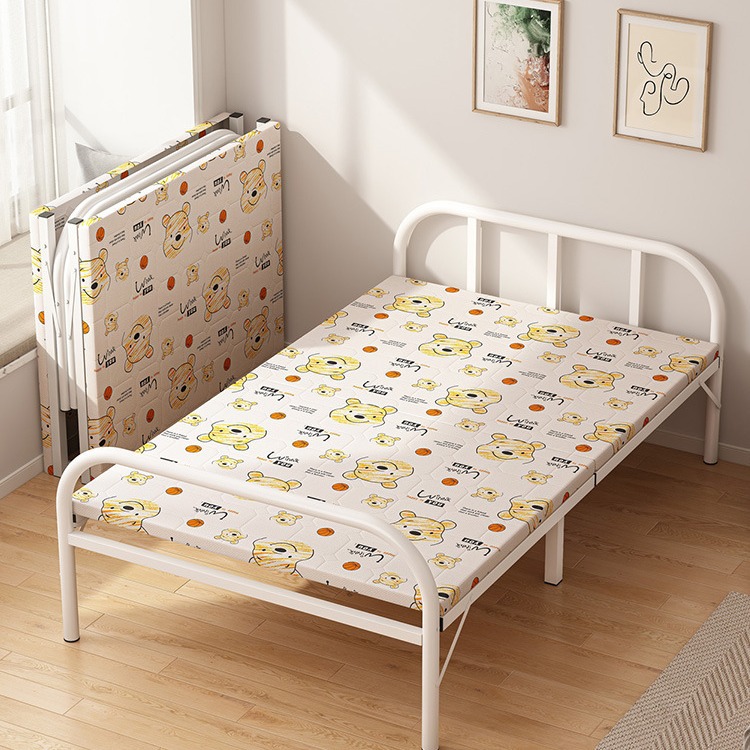 Cama plegable hogar individual pequeño apartamento cama simple 1,2 m reforzado almuerzo cama pequeña casa de alquiler cama dura para adultos