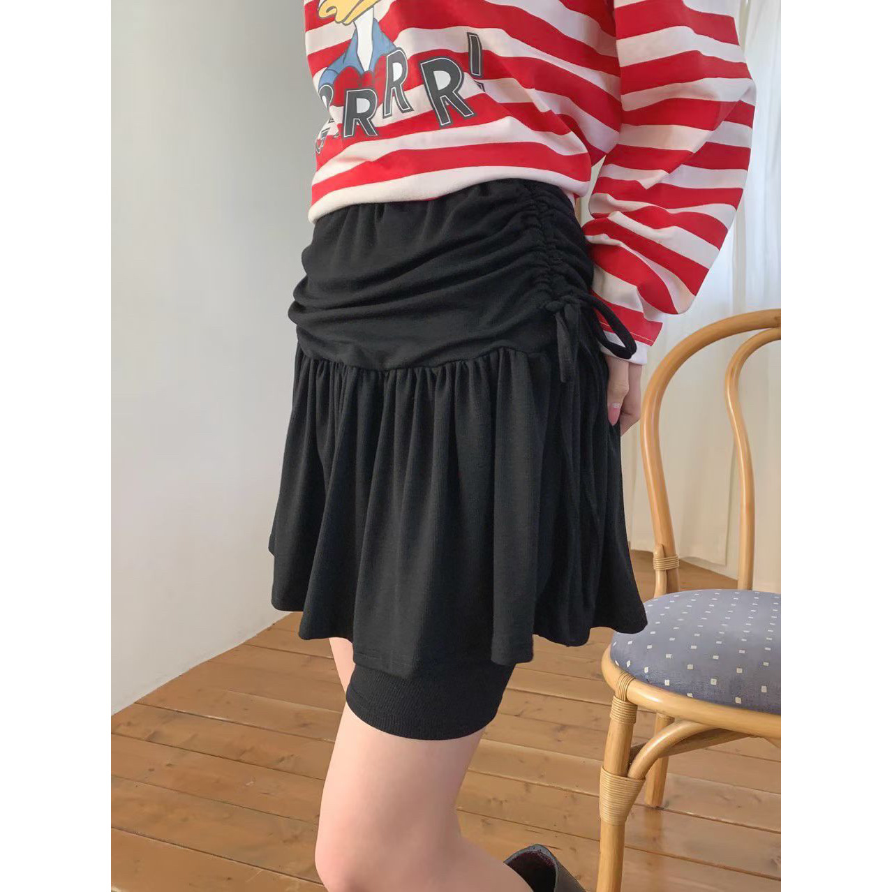 Korean 2026 Spring New Elastic Waist Fashionable Pleated Elegant Lady Shorts Skirt