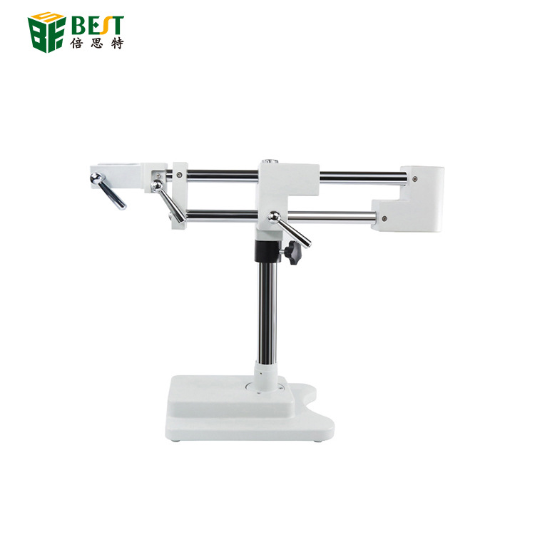 显微镜双动臂立式支架 高端旋转摆架 防尘镜增高微调聚焦镜定位锁