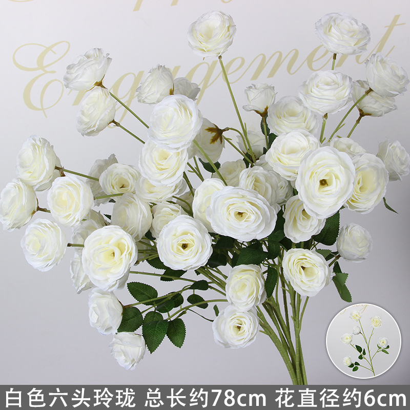 Bodas de flores de seda de imitación blanca flores falsas decorativas floral sala de bodas floral hogar ramo único camino de introducción de flores