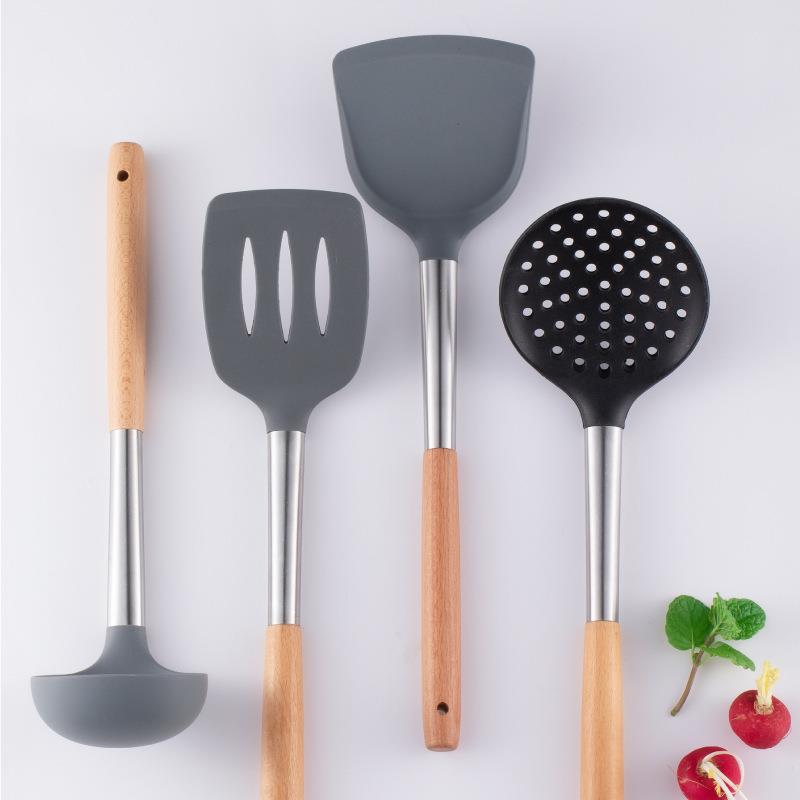 Mango de madera de tubo de acero inoxidable para paneles antiadherentes domésticos para paneles de cocina con fugas especiales de paneles de cocina