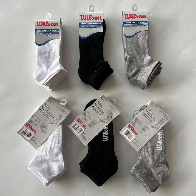 Foreign Trade Export Wilson Men's Summer Mesh Ankle Socks, 6 Pairs Per Card, Sweat-Absorbent and Breathable, Black, White, Gray Short Socks Foreign Trade Export Wilson Men's Summer Mesh Ankle Socks, 6 Pairs Per Card, Sweat-Absorbent and Breathable, Black, White, Gray Short Socks