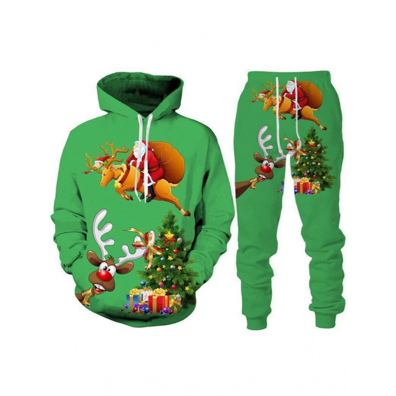 Independent Digital 3D Digital Printing Christmas Series Hooded Crewneck Sweatshirt Set for Men, Direct Sales from the Manufacturer Independent Digital 3D Digital Printing Christmas Series Hooded Crewneck Sweatshirt Set for Men, Direct Sales from the Manufacturer