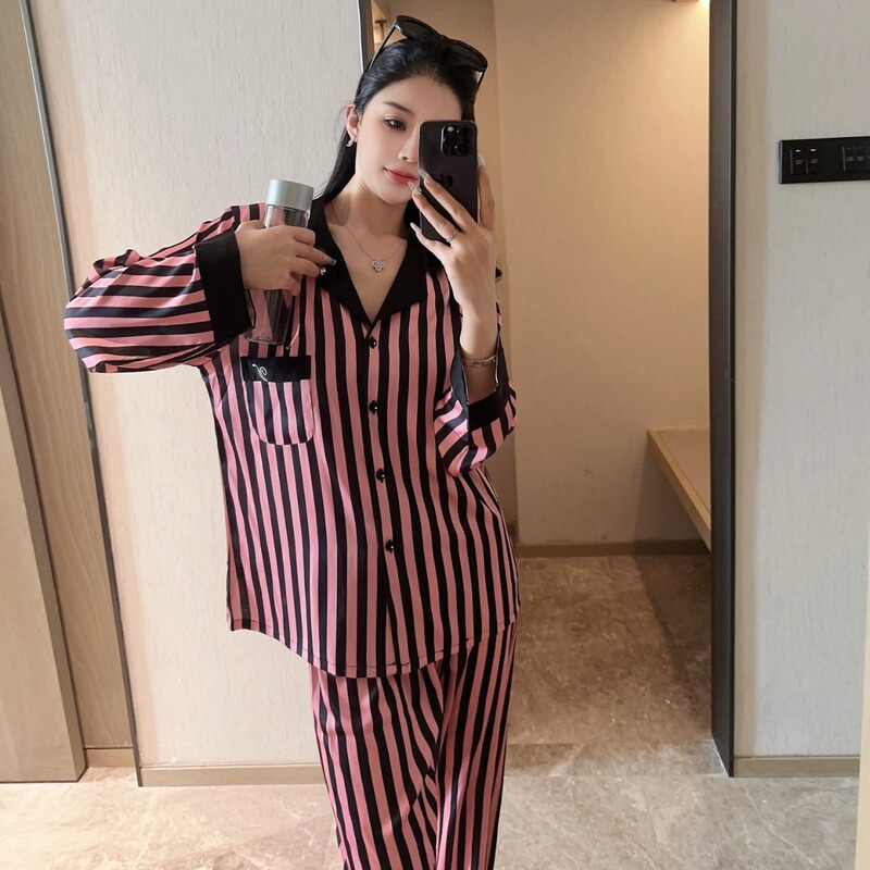 YASE [weekend life] 2024 new pajamas women's ice silk long sleeve real silk niche outdoor homewear