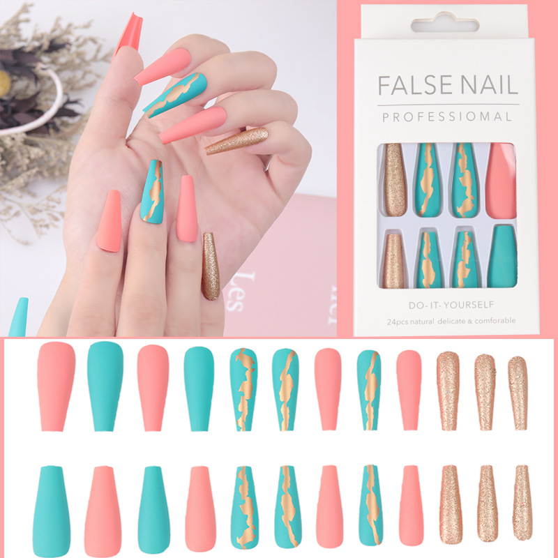 Retro Gradient Color Plastic Nail Patches 1 Set display picture 7