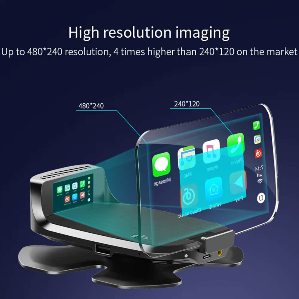 Multifunctional Smart Hud Head-Up Display Carplay Car Navigation Screen Projection Music Player Cigarette Lighter Universal