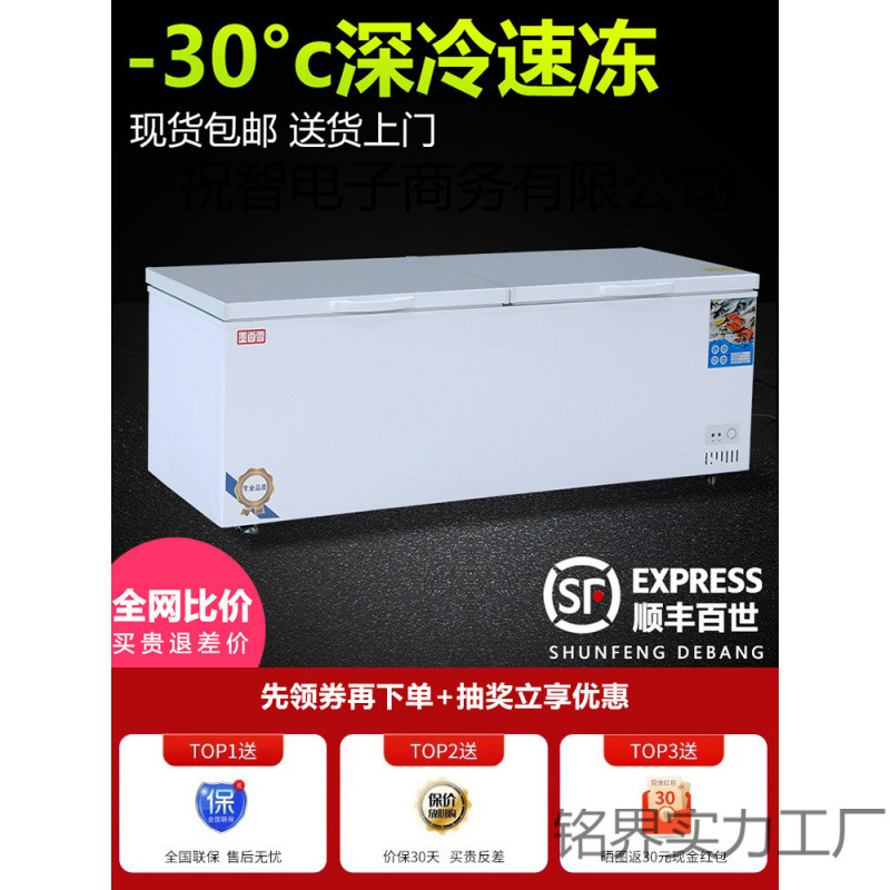 Freezer Commercial Large-Capacity Refrigerated Horizontal Extra-Large Single-Temperature Copper Tube Energy-Saving Meat Cabinet Freezer Freezer