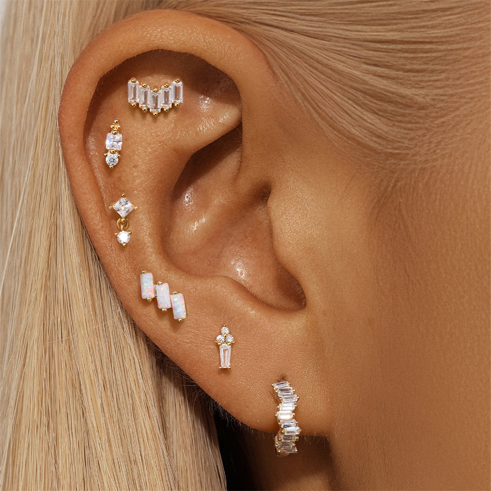 2g Weight Zircon Inlay Material Ear Studs Classification Ear Cartilage Rings & Studs Piercing Type 1 Piece Quantity Holiday, Daily Occasion 925 Sterling Silver Material Geometric Pattern All Seasons Season Unisex Gender Elegant, Simple Style Style 1 Piece Ear Cartilage Rings & Studs Elegant Simple Style Geometric 925 Sterling Silver Zircon Ear Cartilage Rings & Studs 13