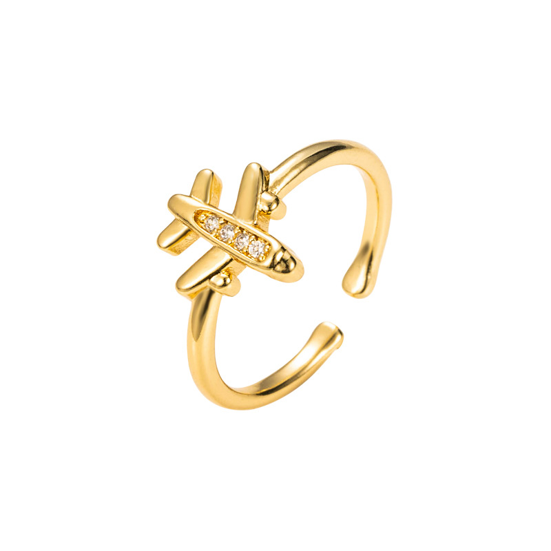 Fashion Small Plane Opening Copper Inlaid Zircon Ring display picture 6