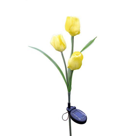Solar Green Plant Tulip Lamp Courtyard Decorative Lantern Outdoor Waterproof Night Light with Simple Atmosphere Light Flower