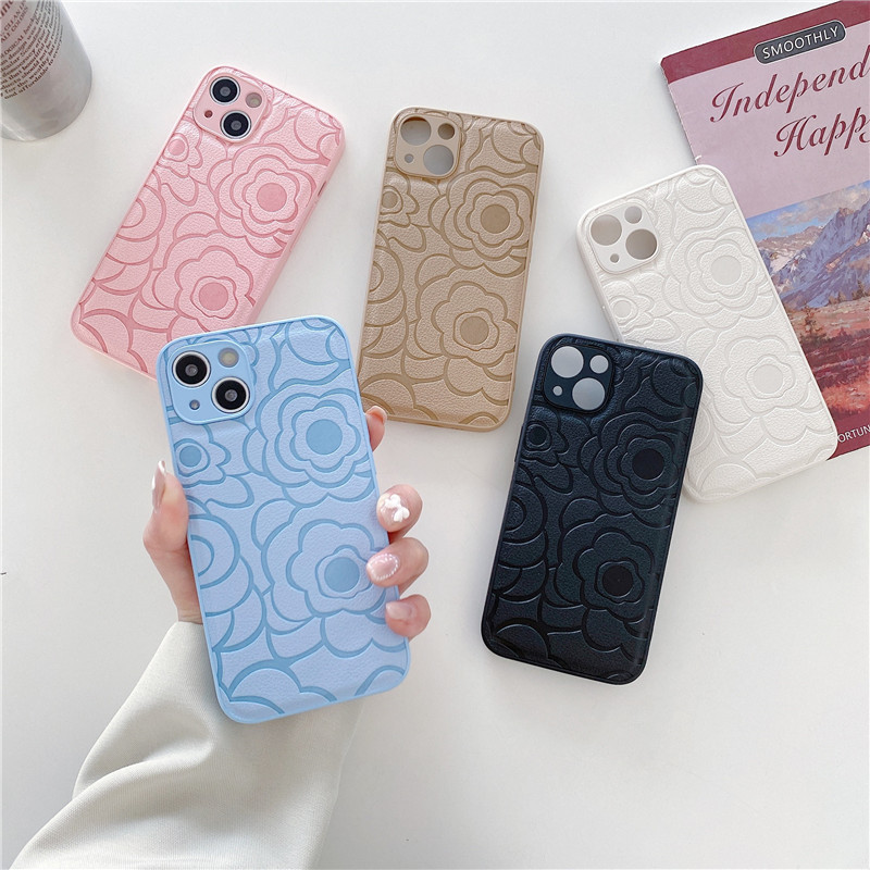 Retro Camelia IPhone13 teléfono caso 15PROMAX Apple 14 cuero 12 todo incluido aplicable 11 gota-resistente XR