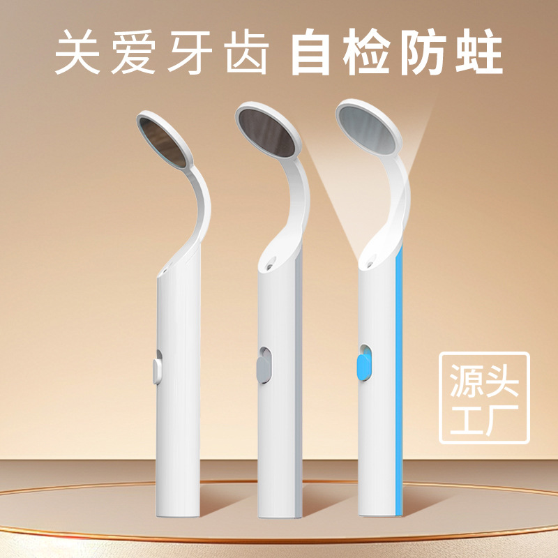 Home Oral Mirror with Anti-Fog LED Light, Dentist's Mirror, Endoscope Set, Oral Care Tool, Dental