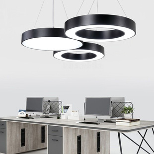 Creative led round chandelier office light shop lobby industrial wind chandelier ring shaped shaped lamp manufacturers