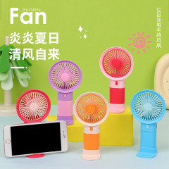 ホットミニハンドファンusbファンかわいい衝突色携帯電話スタンドデスクトップファン印刷ロゴプレゼント