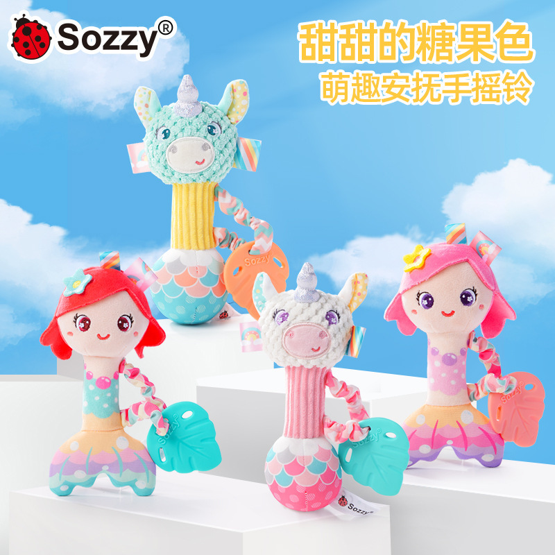 Sozzy peluche mano campana sirena unicornio bebés mecedoras 0 - 1 años de edad bebé acertijo tranquilizador campana de cama juguete